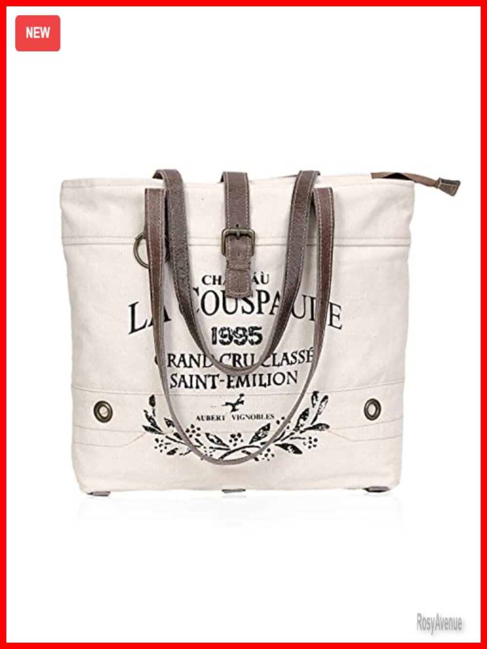 Upcycled Canvas Leather Tote Bag Shoulder Handbag